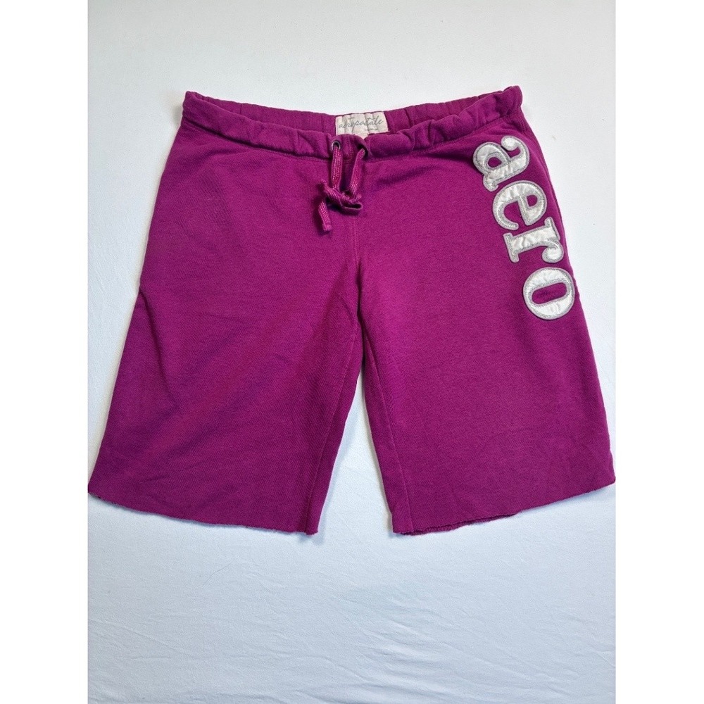 Aéropostale Women's Fleece Sweat Shorts Size L Magenta Pink Aero Logo Y2K
